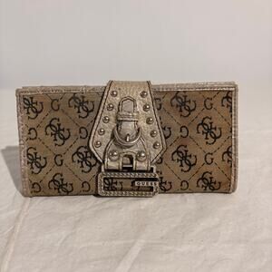 Vintage Guess Monogram Wallet - Rhinestone Buckle
